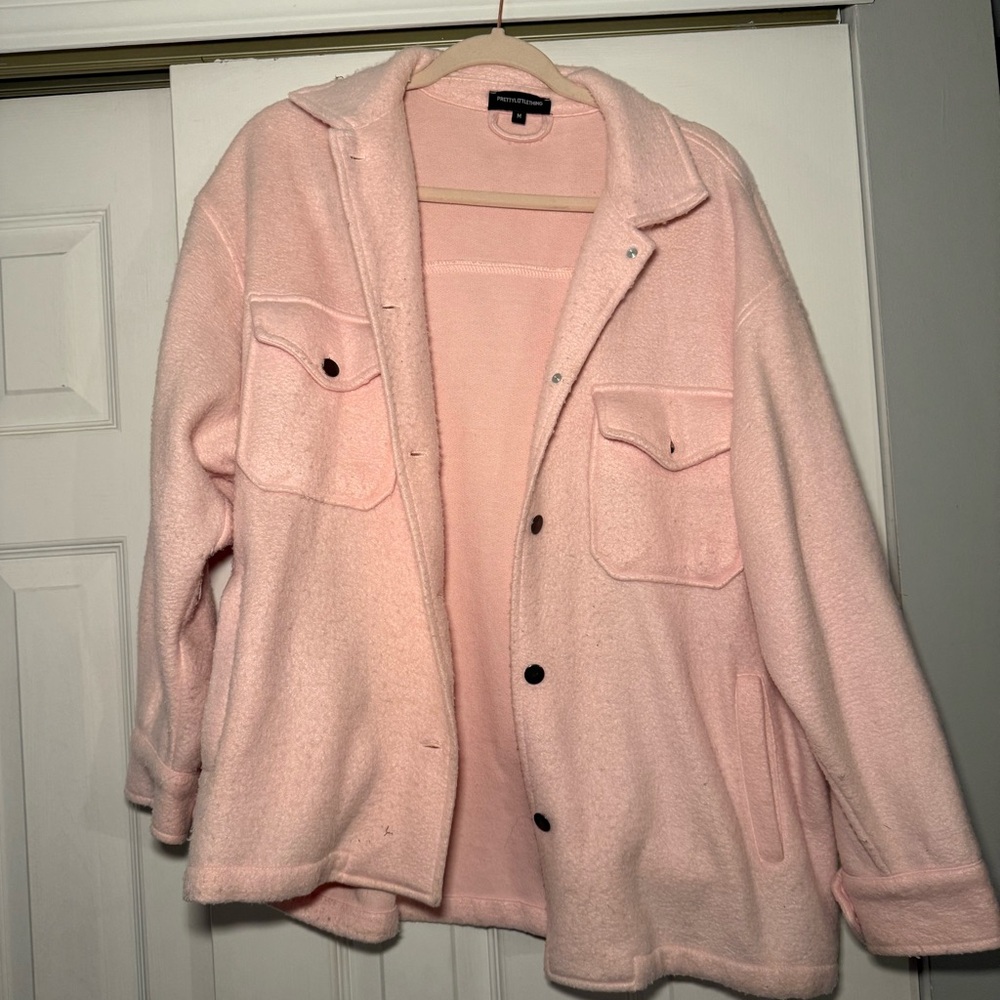 PrettyLittleThing Pink Teddy Jacket Soft Casual Outerwear